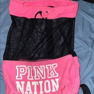Pink Victoria secrets pull string bag